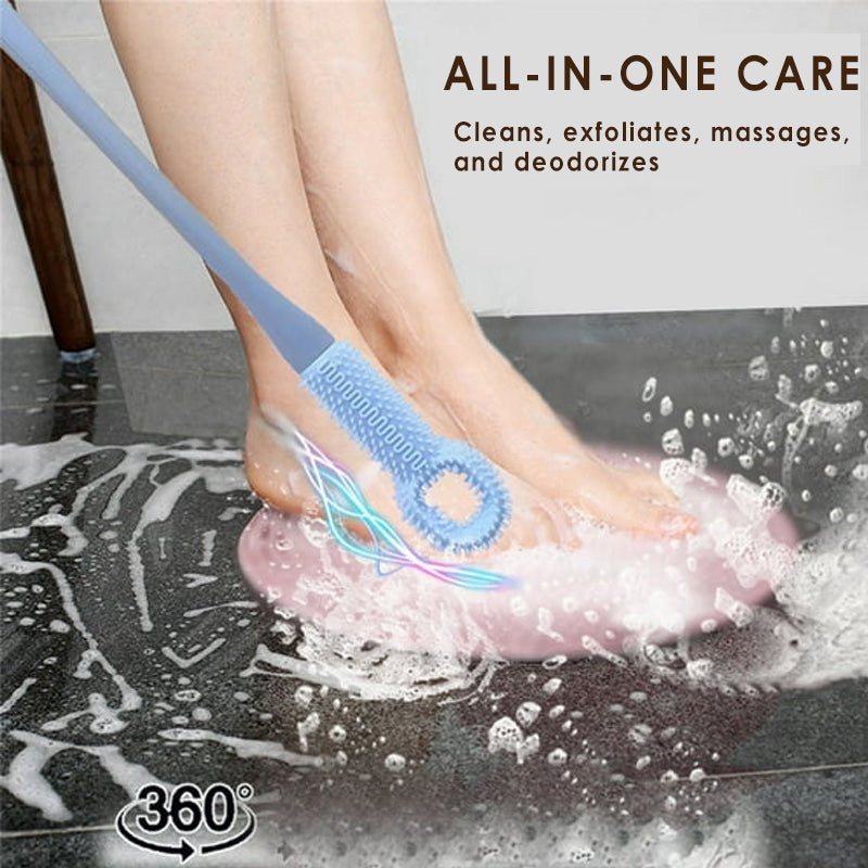Brosse à long manche pour nettoyer les orteils et les pieds