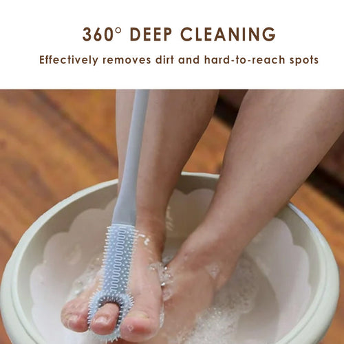 Brosse à long manche pour nettoyer les orteils et les pieds