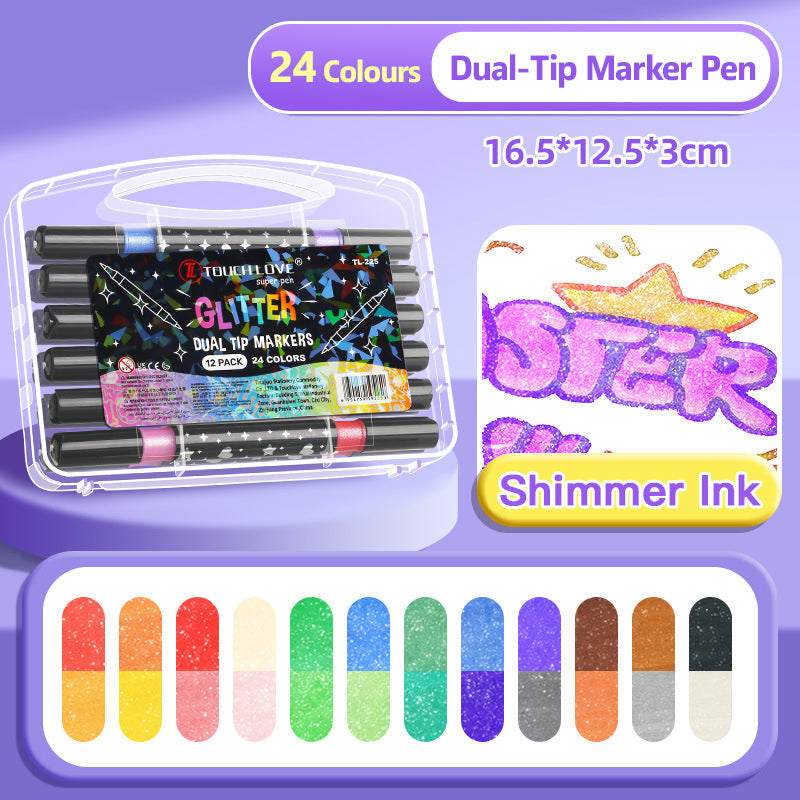 Stylos marqueurs à paillettes double pointe