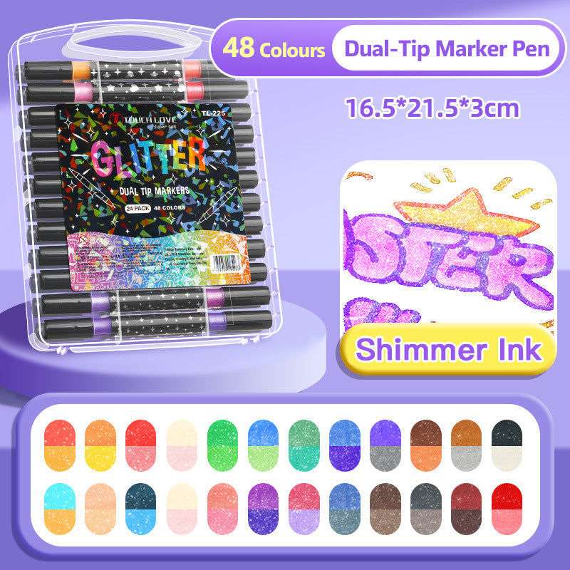 Stylos marqueurs à paillettes double pointe