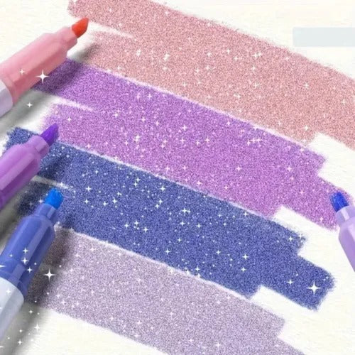 Stylos marqueurs à paillettes double pointe