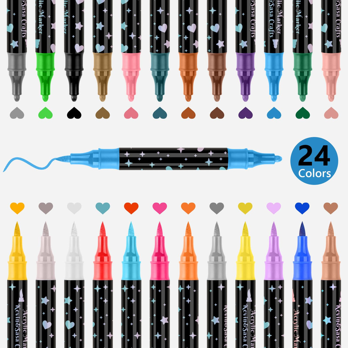 Stylos marqueurs à paillettes double pointe