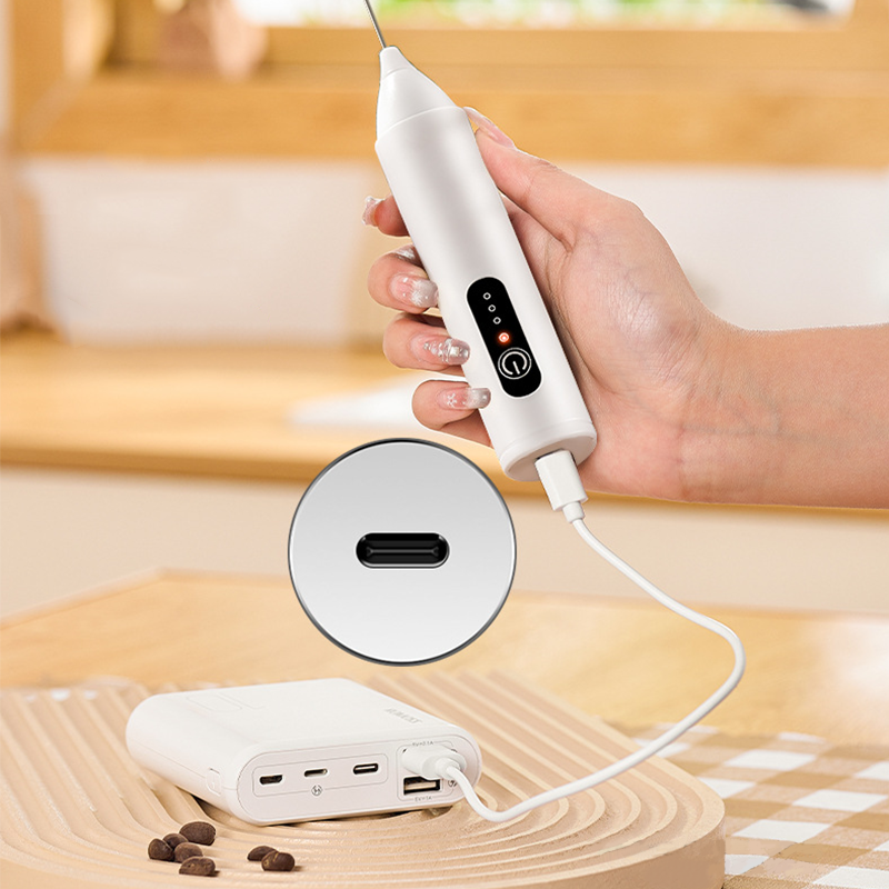 Mousseur à lait électrique 3 vitesses, USB & 400 mAh (Vert/Blanc/Noir, 22.5 cm)