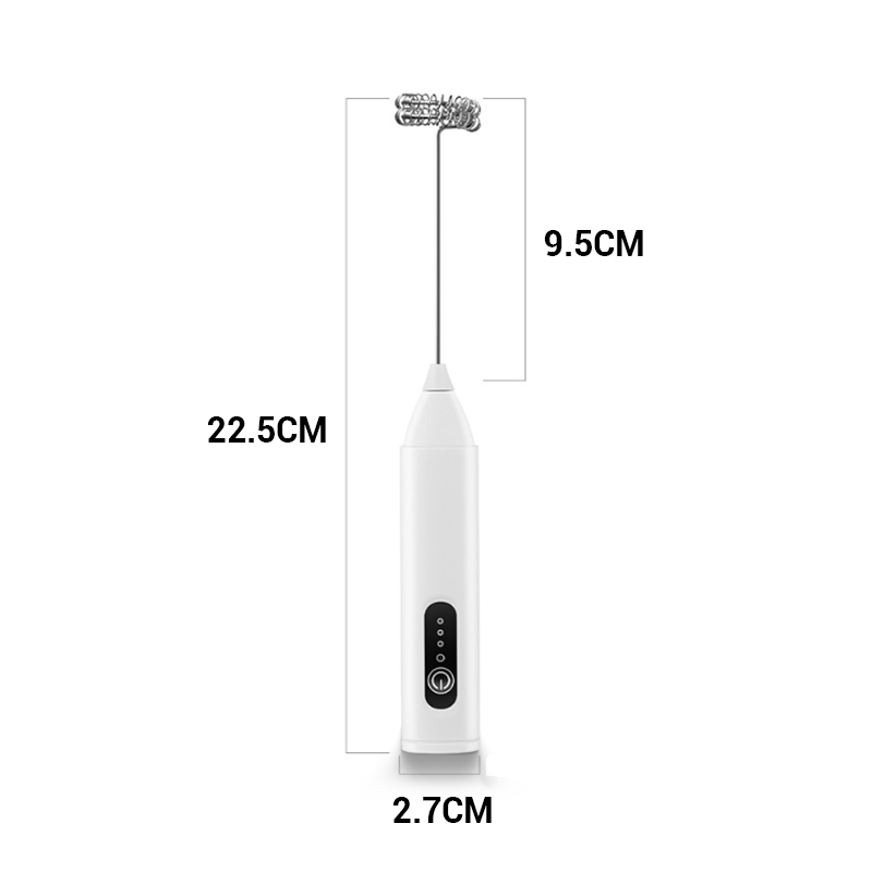 Mousseur à lait électrique 3 vitesses, USB & 400 mAh (Vert/Blanc/Noir, 22.5 cm)