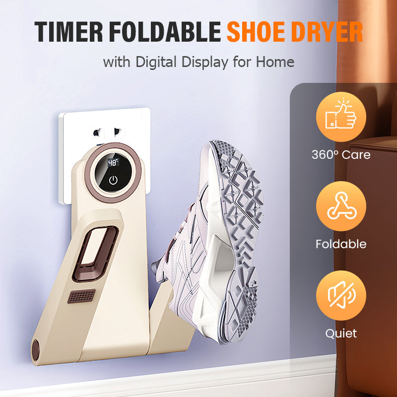 Sèche-chaussures pliable avec minuterie et affichage numérique pour la maison