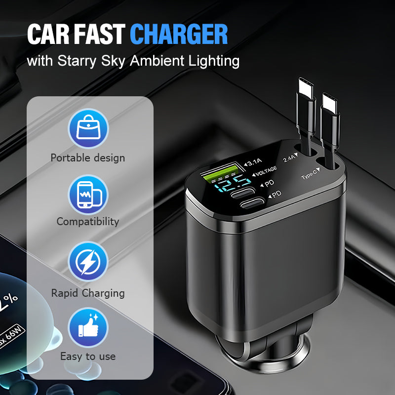 DE RDUCTION Chargeur Rapide pour Voiture avec Éclairage d'Ambiance Ciel Étoilé Moderne et Pratique