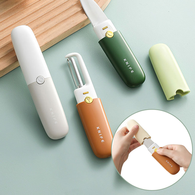 Couteau et éplucheur de fruits 2 en 1 portable et compact