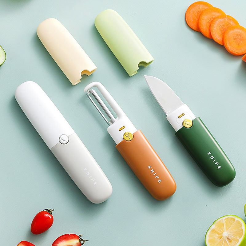 Couteau et éplucheur de fruits 2 en 1 portable et compact