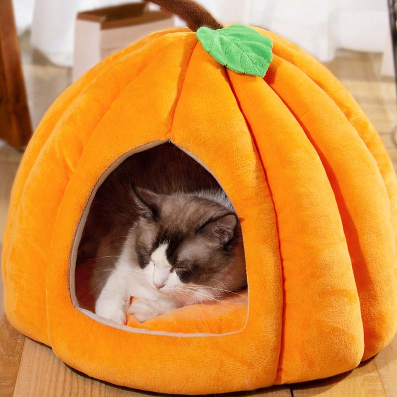 Lit semi-fermé chaud et douillet pour animaux de compagnie