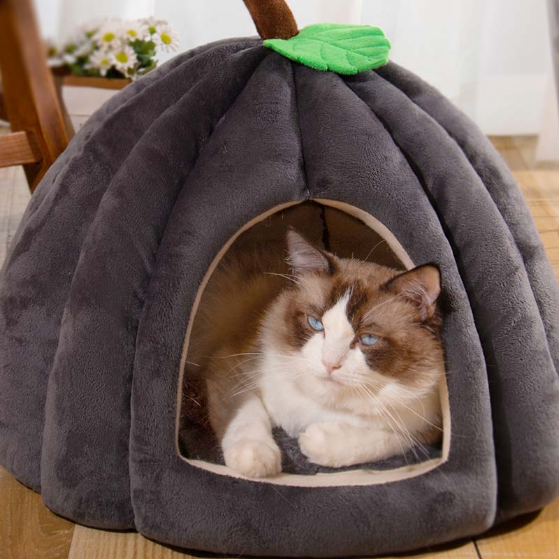 Lit semi-fermé chaud et douillet pour animaux de compagnie