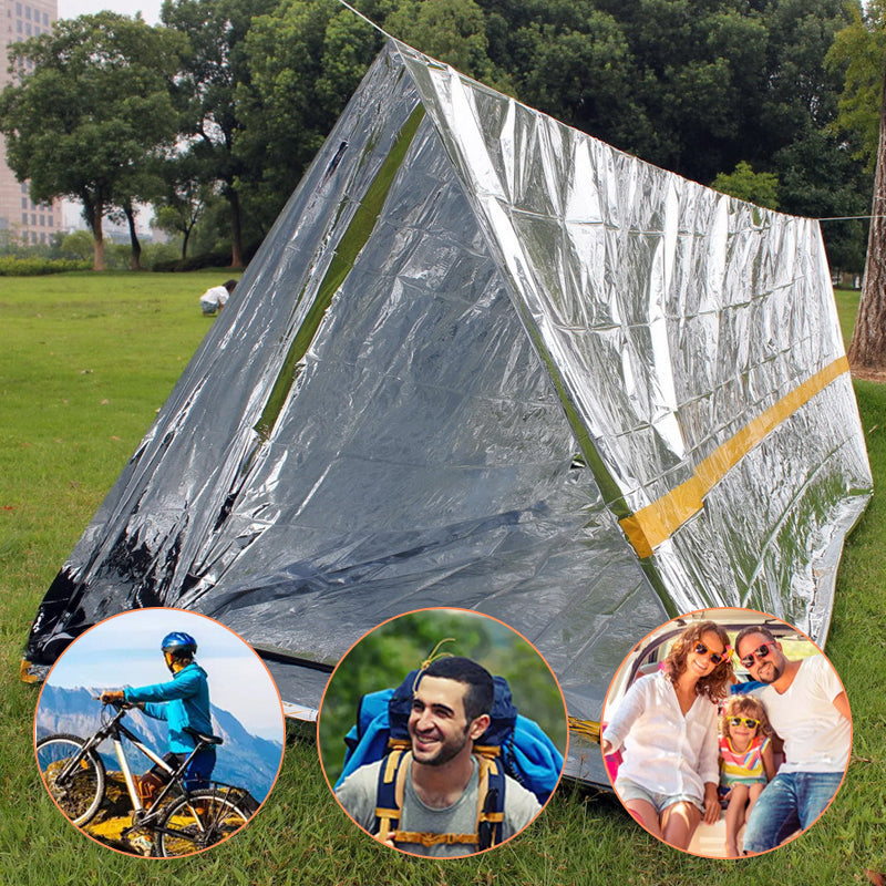 Emergency blankets, sleeping bags, tents for safe hikes