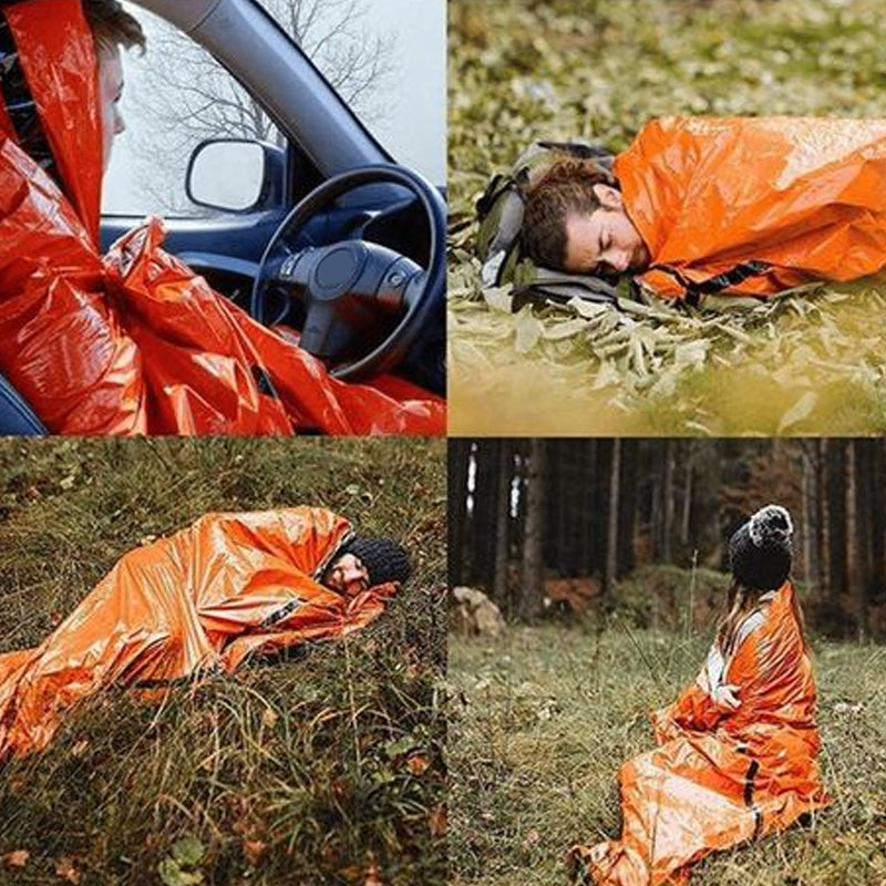 Emergency blankets, sleeping bags, tents for safe hikes