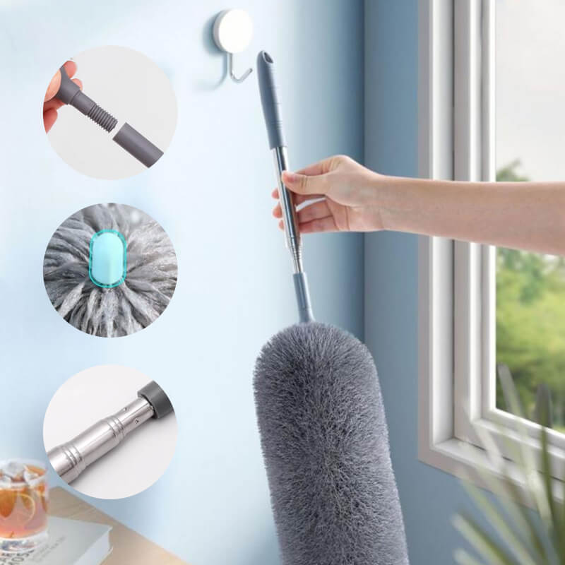 Retractable fiber optic dust cleaning tool