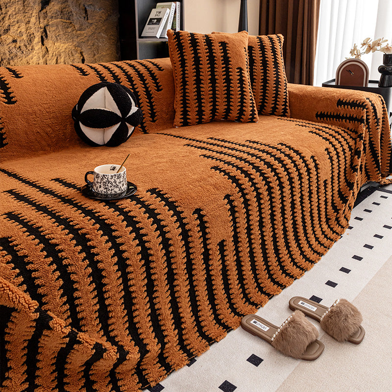 Housse de canapé douce et antidérapante en peluche