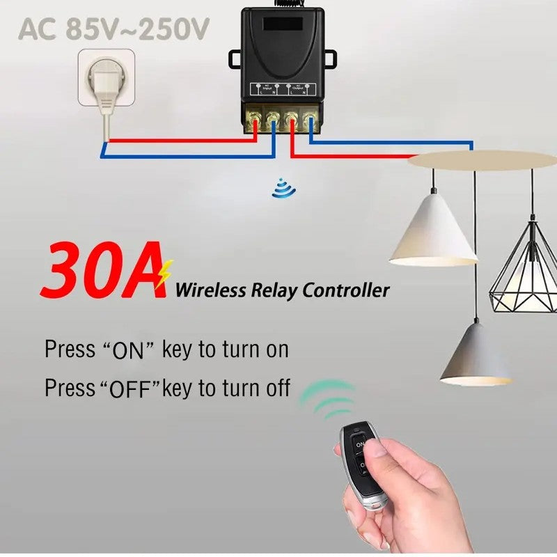 Wireless remote control switch and receiver kit, no wiring