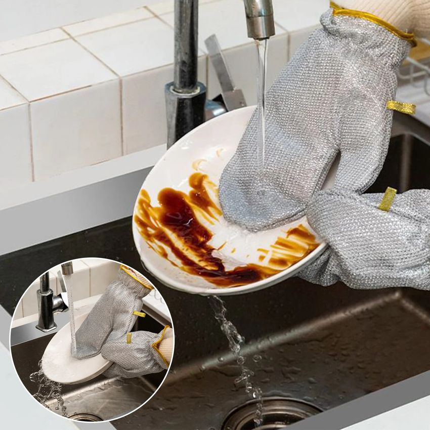 Wire dishwashing gloves