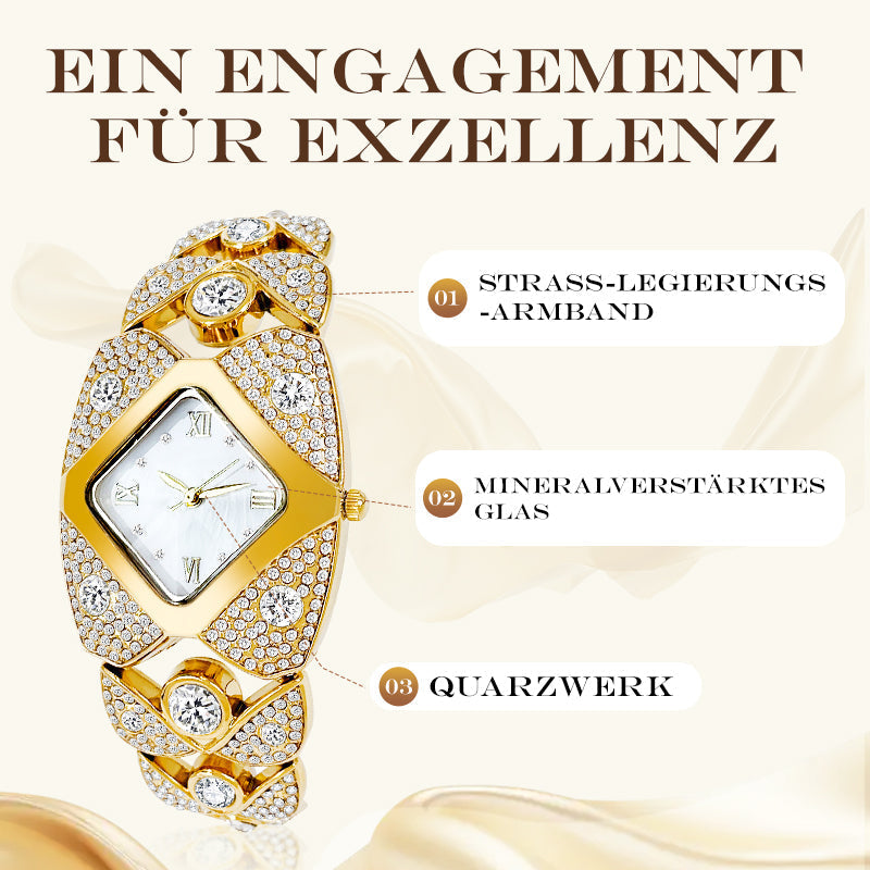 Montre-bracelet rétro à quartz avec strass scintillants