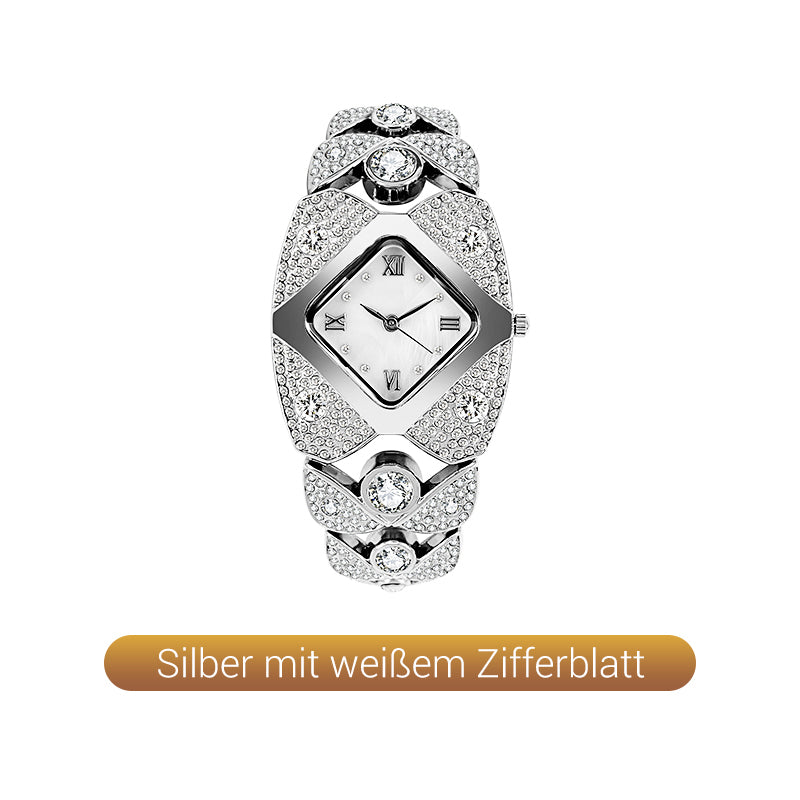 Montre-bracelet rétro à quartz avec strass scintillants