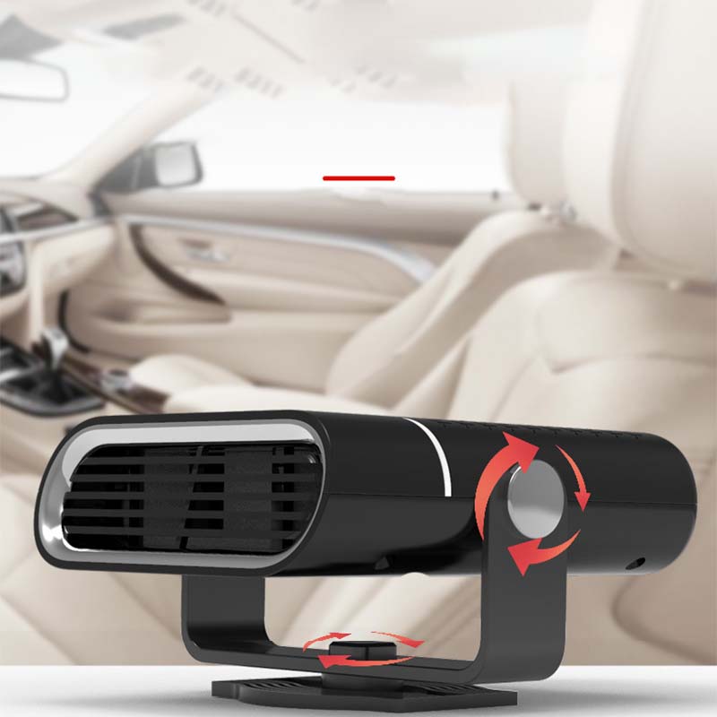 Chauffage et ventilateur de voiture 2-en-1 portable, rotation 360°, dégivrage rapide, chauffage et ventilation, silencieux et léger pour l'hiver comme pour l'été