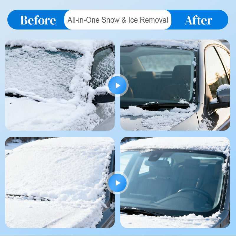 Double ice scraper and snow brush for cars | Winter car accessory for complete snow removal