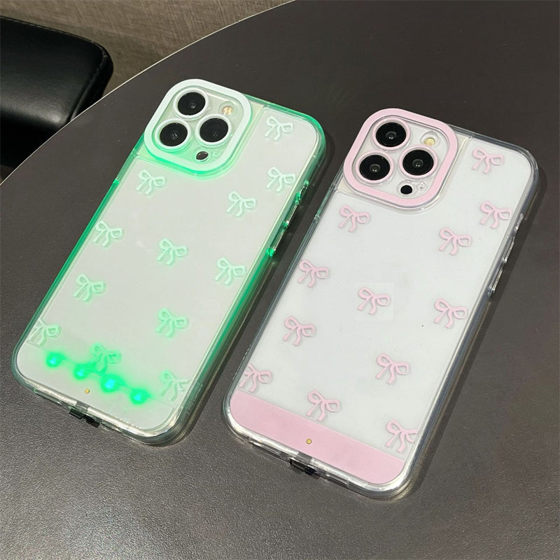 Coque de téléphone LED best-seller : notifications d'appel lumineuses, antichoc, design nœud papillon, découpes précises, TPU souple, pour iPhone