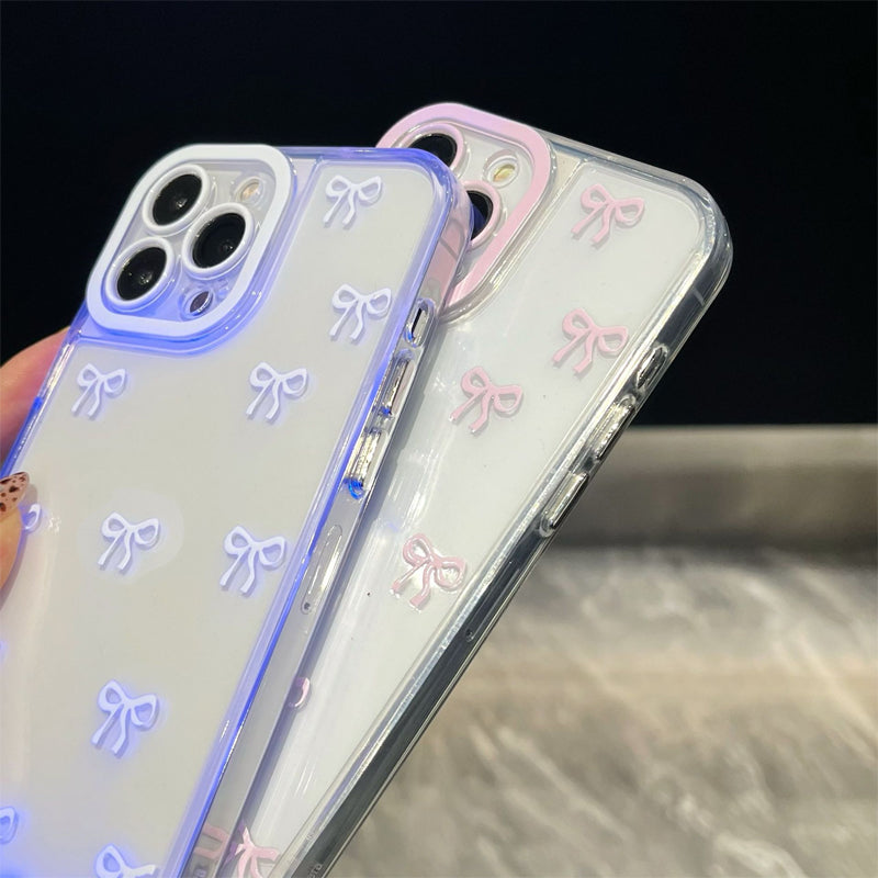 Coque de téléphone LED best-seller : notifications d'appel lumineuses, antichoc, design nœud papillon, découpes précises, TPU souple, pour iPhone