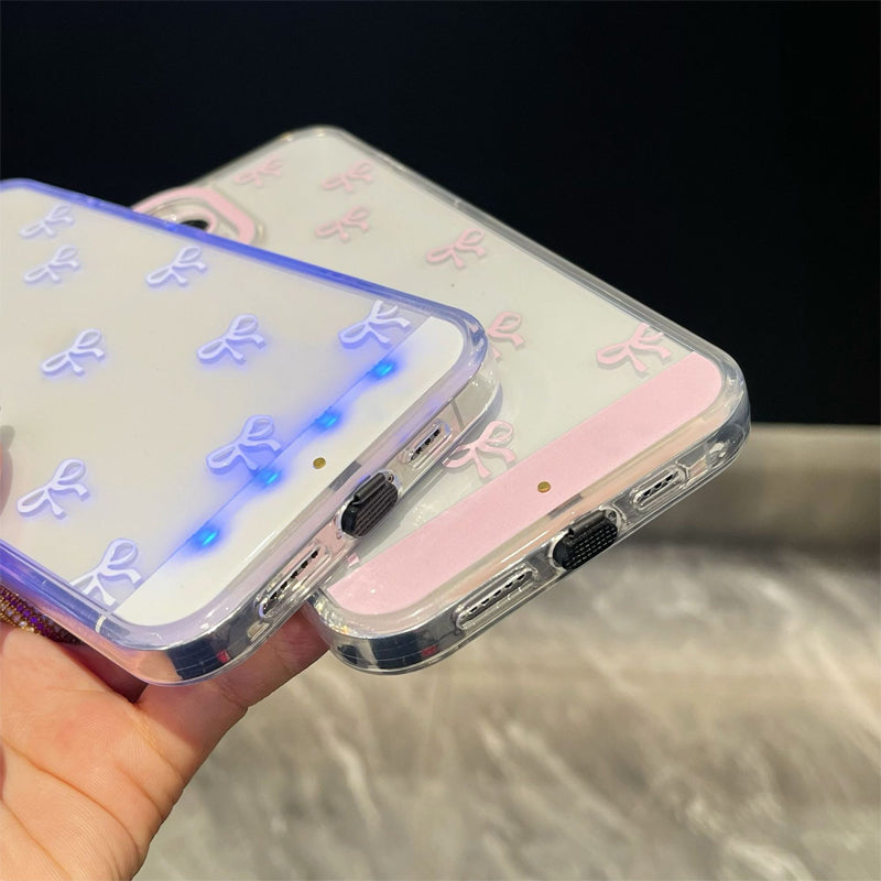 Coque de téléphone LED best-seller : notifications d'appel lumineuses, antichoc, design nœud papillon, découpes précises, TPU souple, pour iPhone