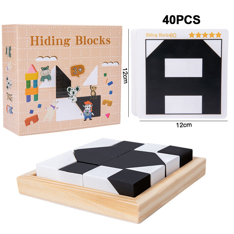 Blocs de construction cachés - Jouets pour développer la capacité d'imagination spatiale des enfants - Jeu de société interactif parent-enfant