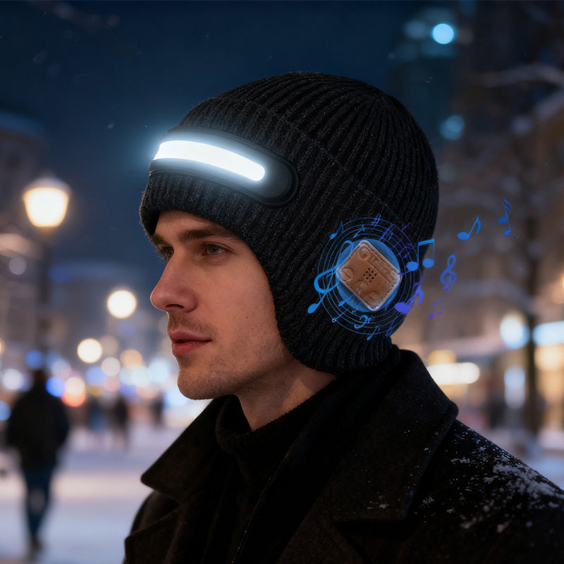 Christmas Rechargeable Bluetooth Beanie with Built-in Light