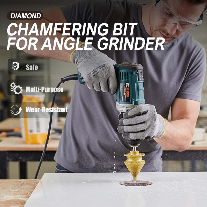 BUY 2, GET 1 FREE Diamond Chamfer Milling Bit for Grinder, Brazed, M10 Thread & 2 Sizes Versatile for Tile, Stone or Glass Clean Finish Without Chips