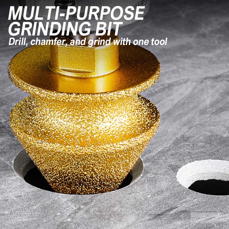 BUY 2, GET 1 FREE Diamond Chamfer Milling Bit for Grinder, Brazed, M10 Thread & 2 Sizes Versatile for Tile, Stone or Glass Clean Finish Without Chips