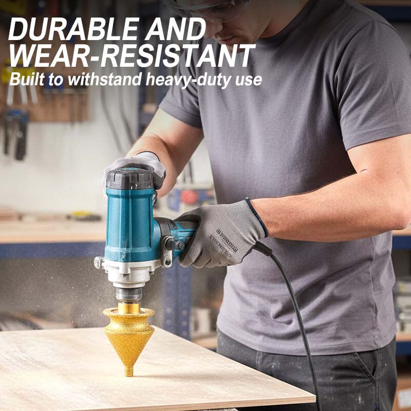 BUY 2, GET 1 FREE Diamond Chamfer Milling Bit for Grinder, Brazed, M10 Thread & 2 Sizes Versatile for Tile, Stone or Glass Clean Finish Without Chips