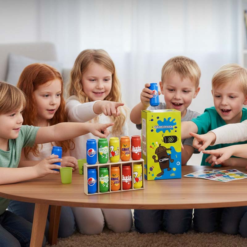Children's toys sorted by bottle colour