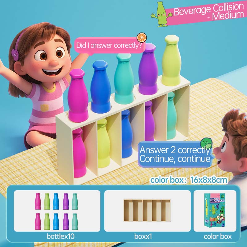 Children's toys sorted by bottle colour