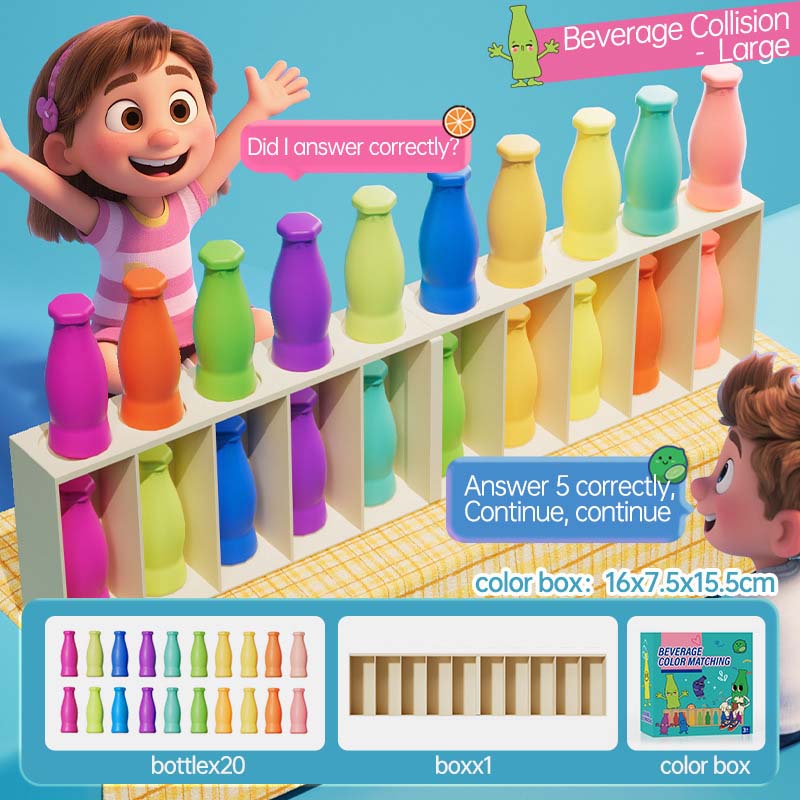 Children's toys sorted by bottle colour
