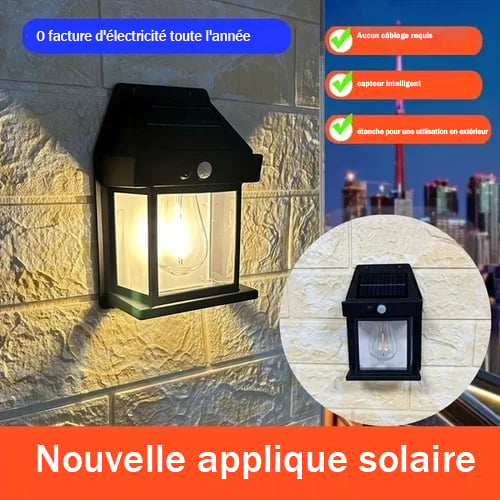 Applique murale solaire en tungstène avec détecteur de mouvement