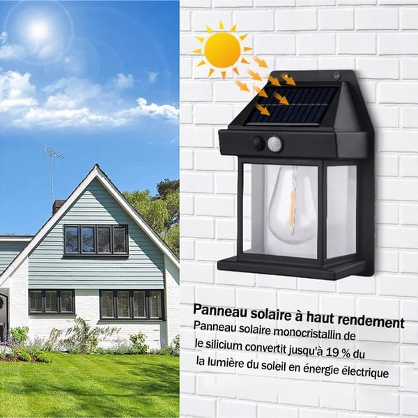 Applique murale solaire en tungstène avec détecteur de mouvement