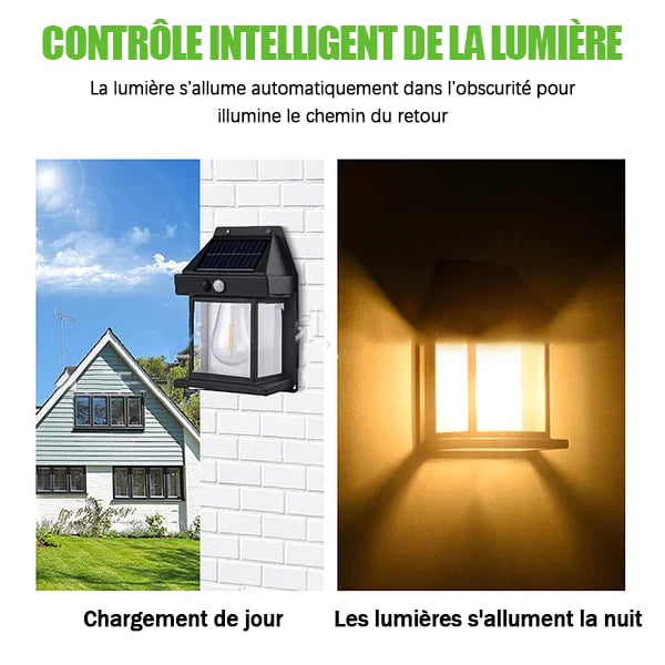 Applique murale solaire en tungstène avec détecteur de mouvement