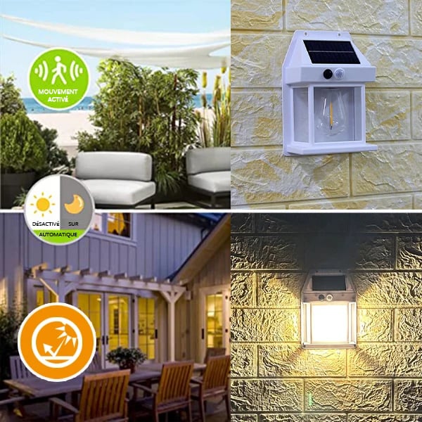Applique murale solaire en tungstène avec détecteur de mouvement