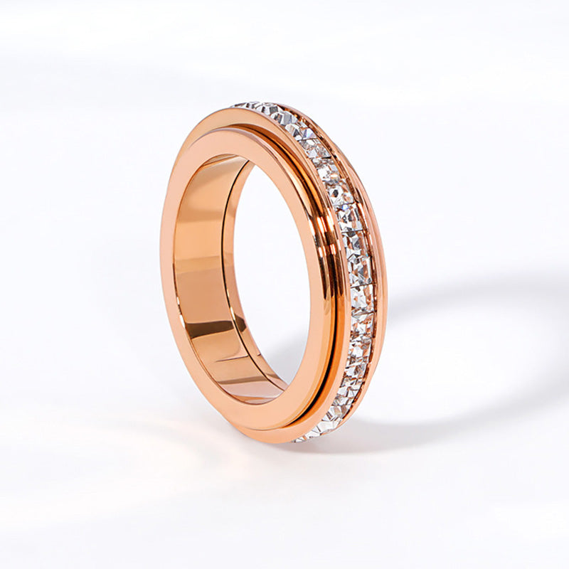Bague tournante en titane avec zircone