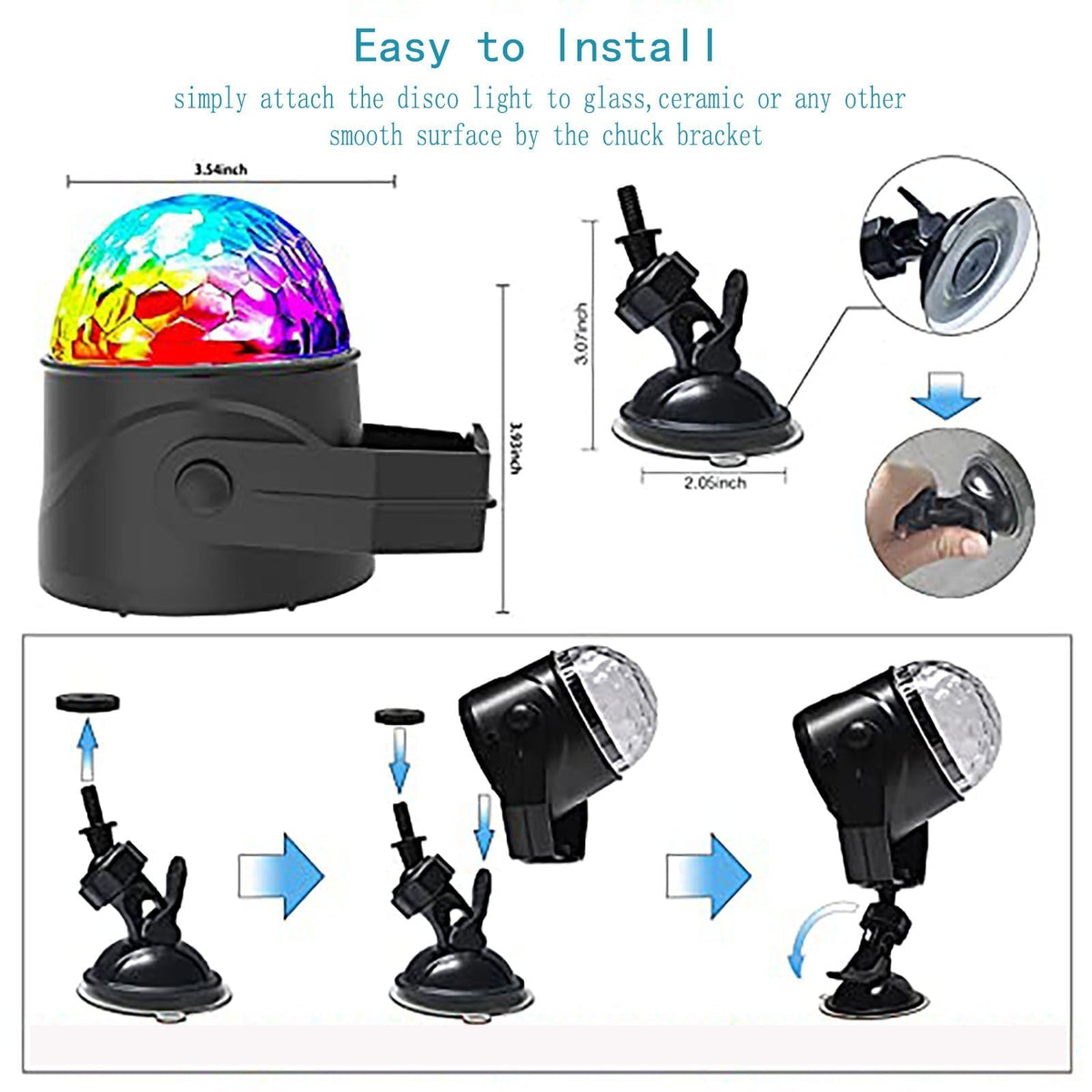 Boule disco magique lumineuse tournante