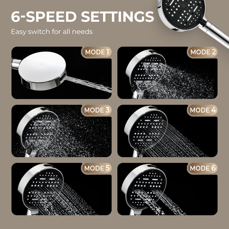 High-Pressure Shower Head with 6 Modes