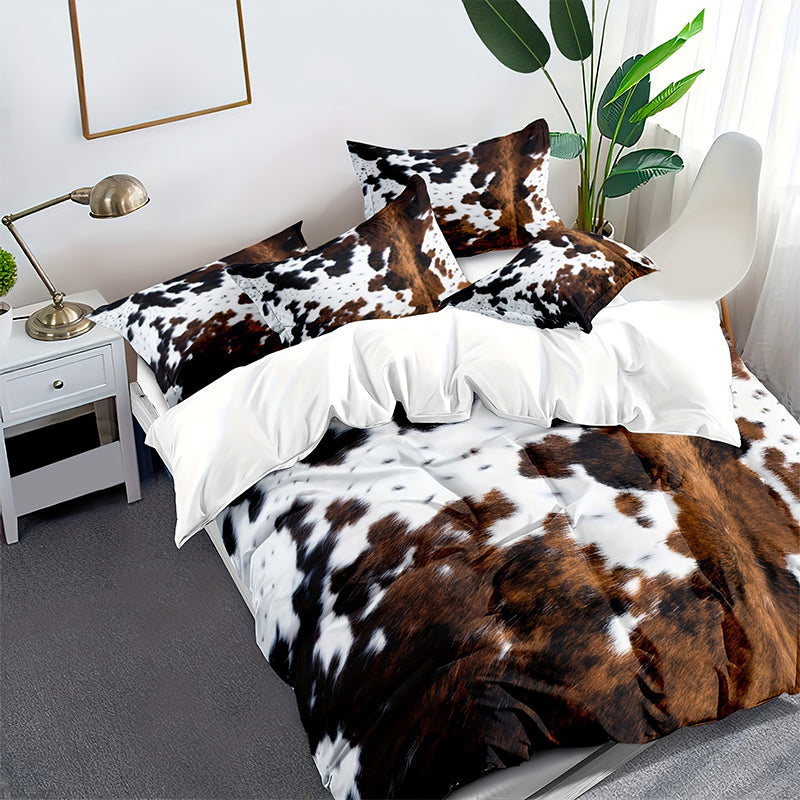 DE RDUCTION Housse de Couette Imprim Vache Doux & Léger, Déco Ludique, Ensemble Complet