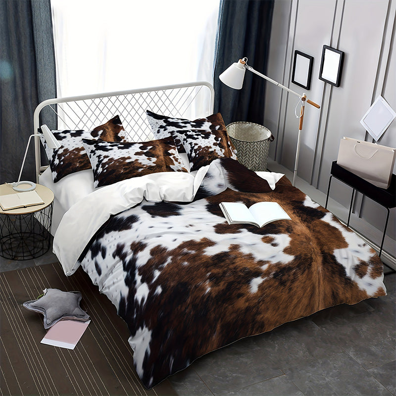 DE RDUCTION Housse de Couette Imprim Vache Doux & Léger, Déco Ludique, Ensemble Complet