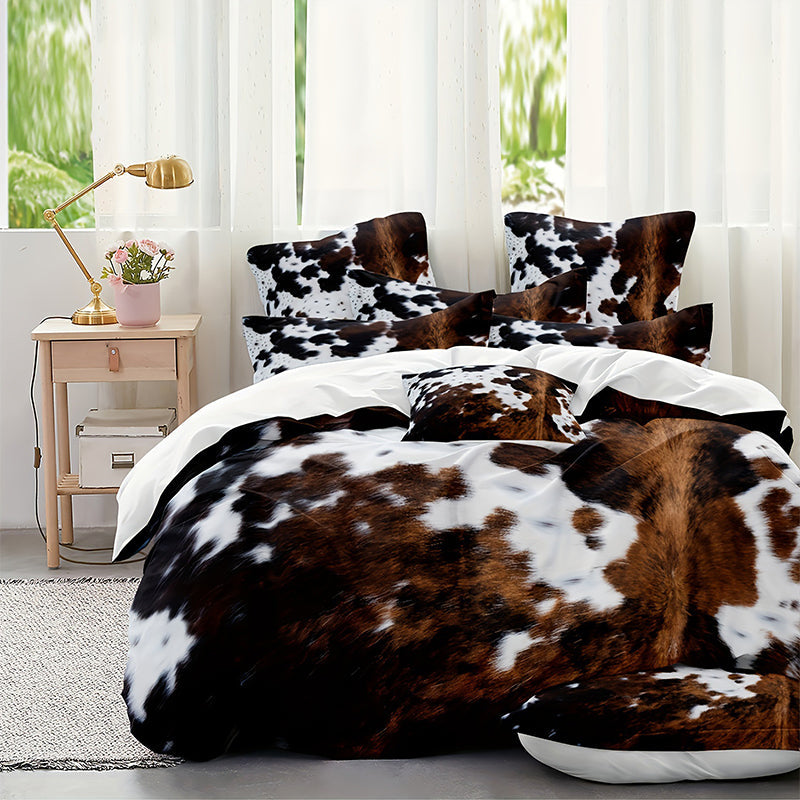 DE RDUCTION Housse de Couette Imprim Vache Doux & Léger, Déco Ludique, Ensemble Complet