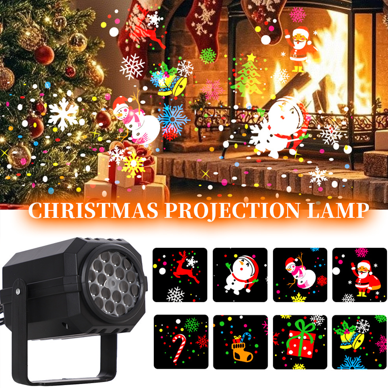 Projecteur LED rotatif à motifs de Noël