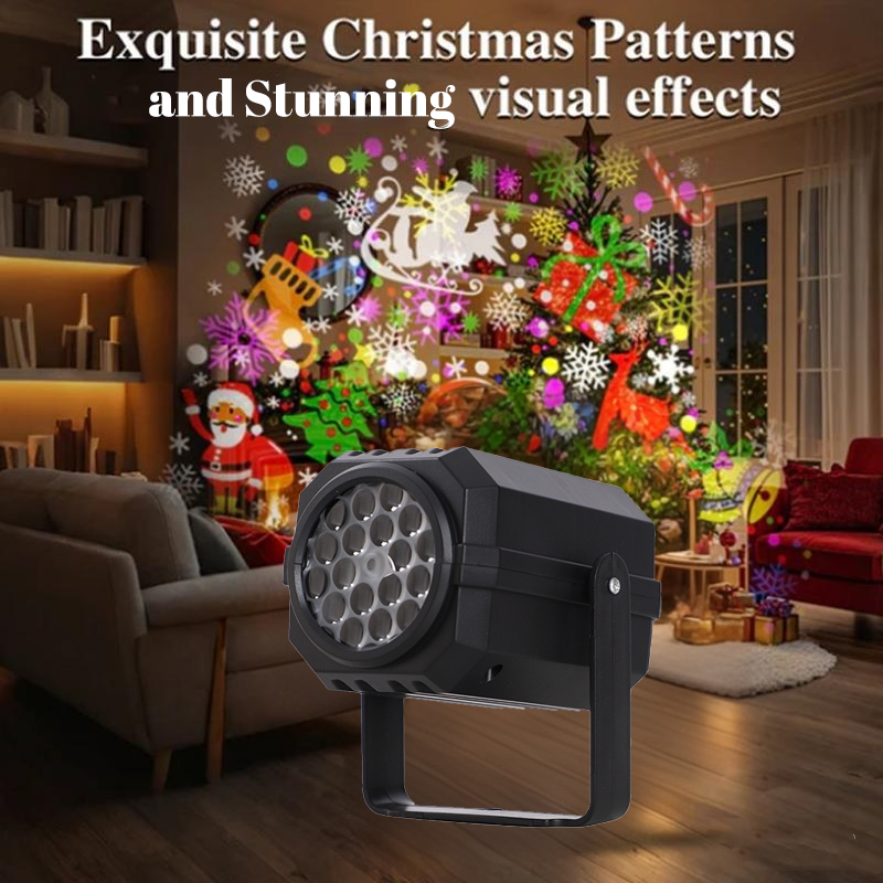 Projecteur LED rotatif à motifs de Noël