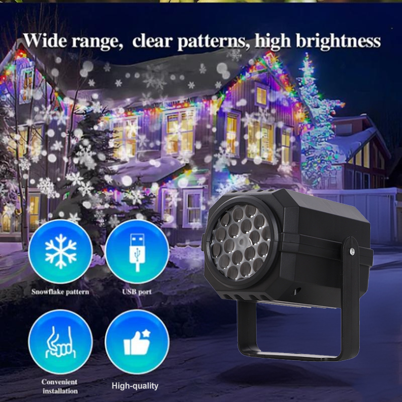 Projecteur LED rotatif à motifs de Noël