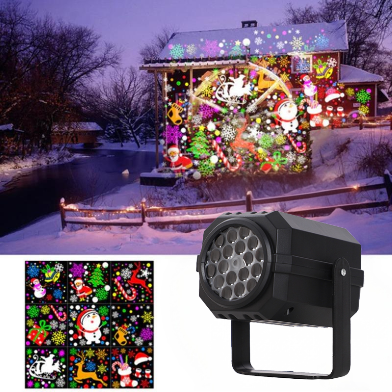 Projecteur LED rotatif à motifs de Noël