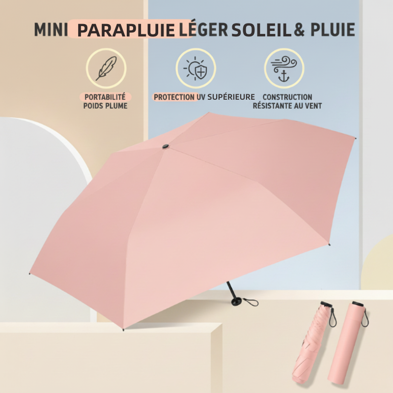 Black Friday et Noël Mini Parapluie Léger Soleil et Pluie avec Protection Anti-UV